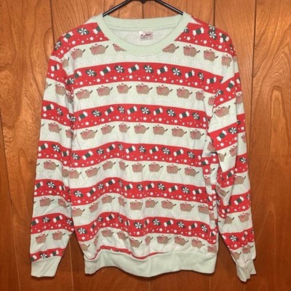 Pusheen Christmas Ugly Sweater Unisex Medium Cat Candy Snowflake Holiday